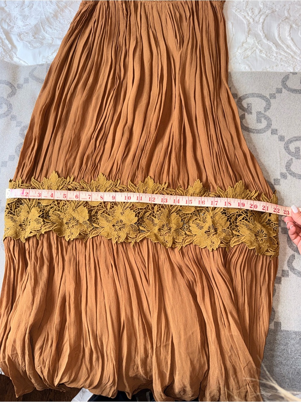 NWT Zara Brown Boho Maxi Dress with Lace Trim $129 - Picture 11 of 15